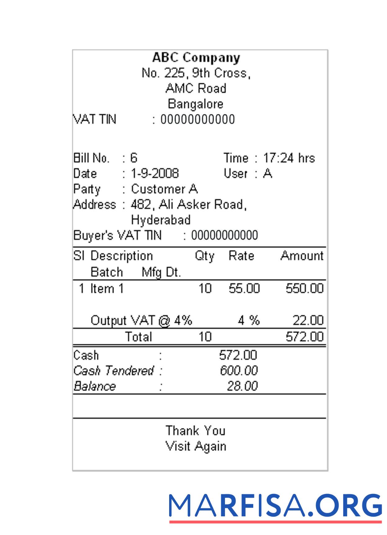 Downloadable ABC COMPANY cash receipt sample